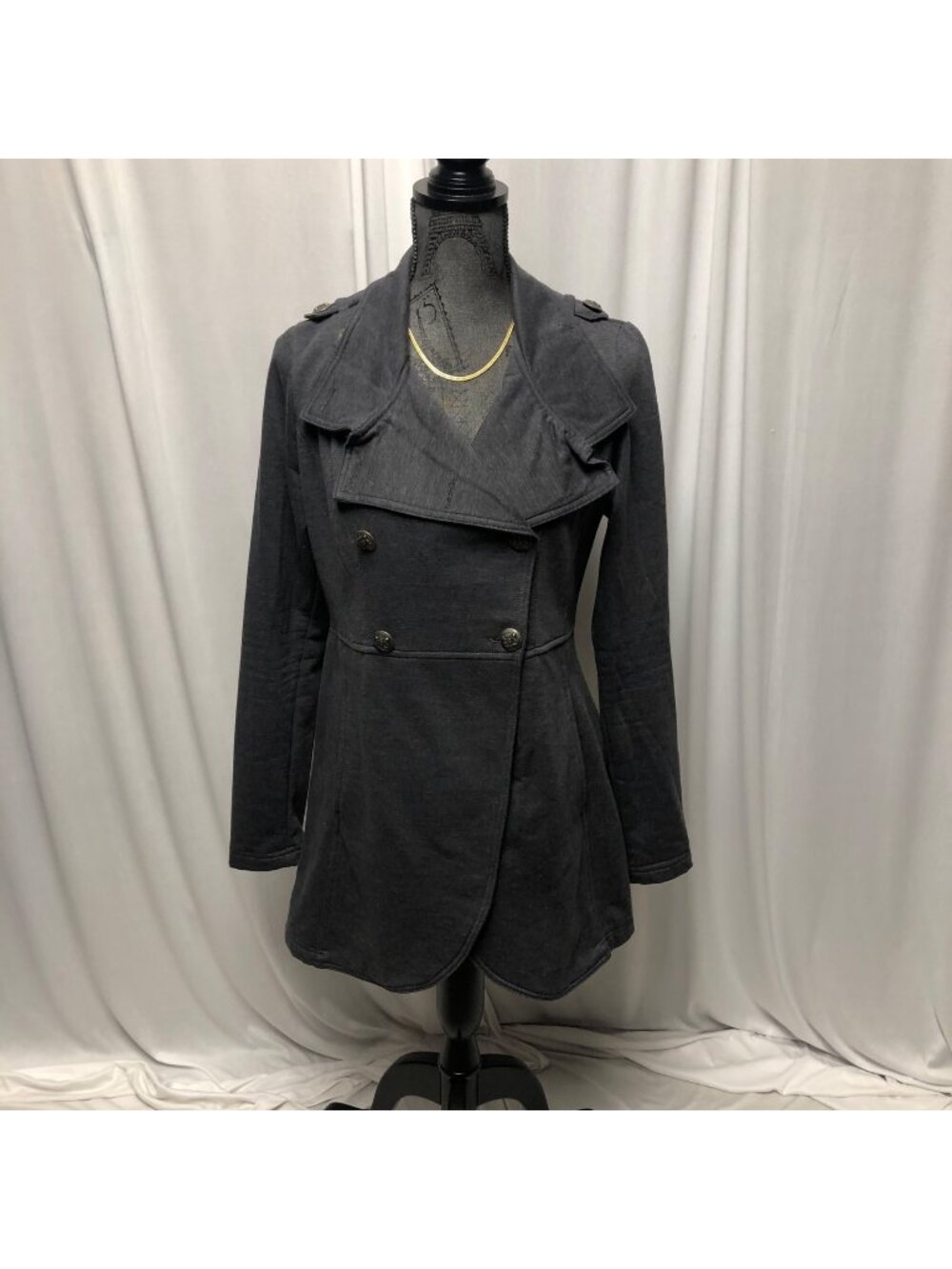 LA Kitty Peacoat Womens Size Medium Stylish Charcoal Gray Double Breasted Jacket